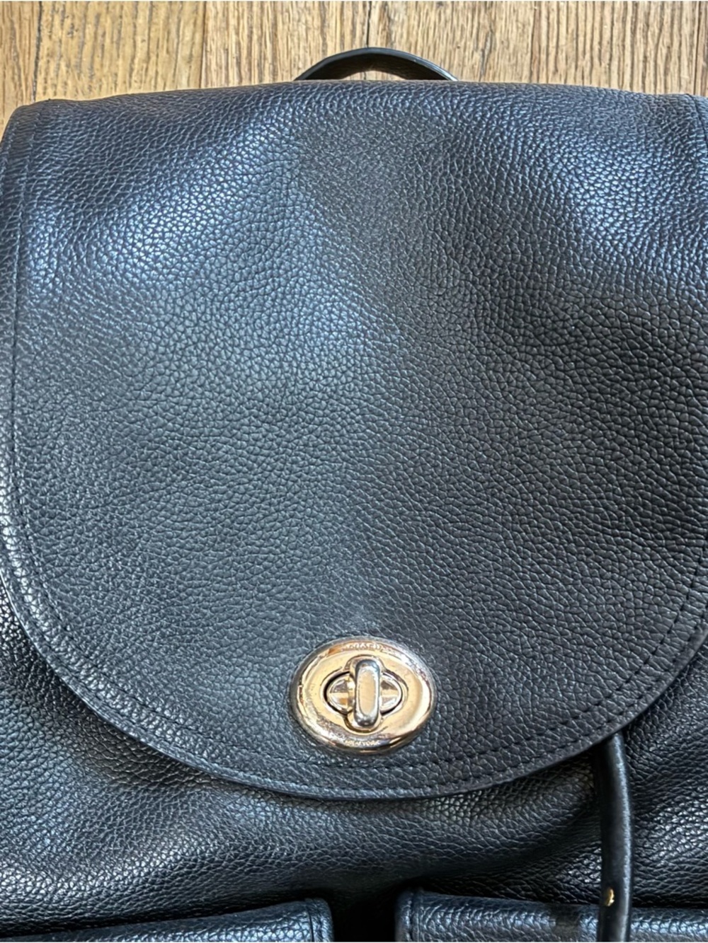 Coach Turnlock Rucksack Backpack Black Pebble Leather Bag Retail $398 - Picture 3 of 8